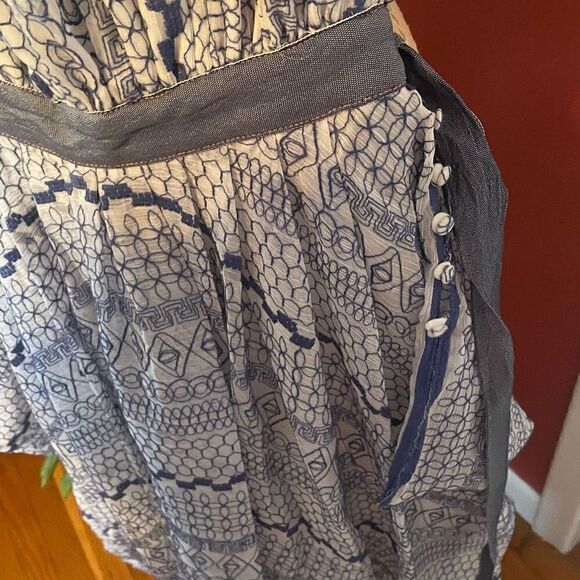 FREE PEOPLE | new romantics embroidered blue and white pattern bohemian dress M - Picture 6 of 11